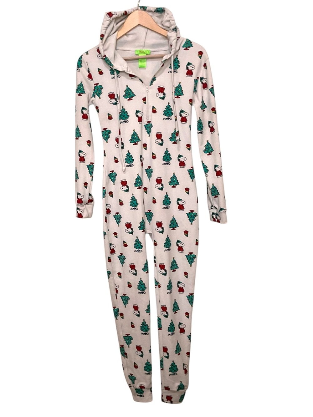 Peanuts Snoopy One Piece Hoodie  Jumpsuit Christmas Pajamas Joggers Women’s S